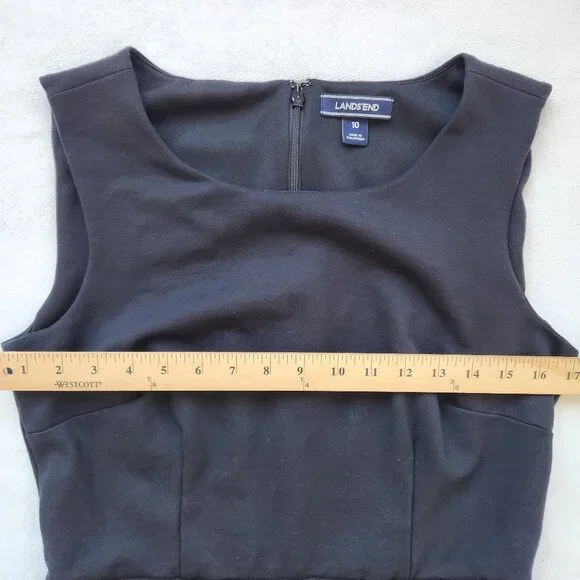 Lands End Black Ponte Sleeveless Sheath Dress Office Work Party Classic Elegant - Picture 12 of 13